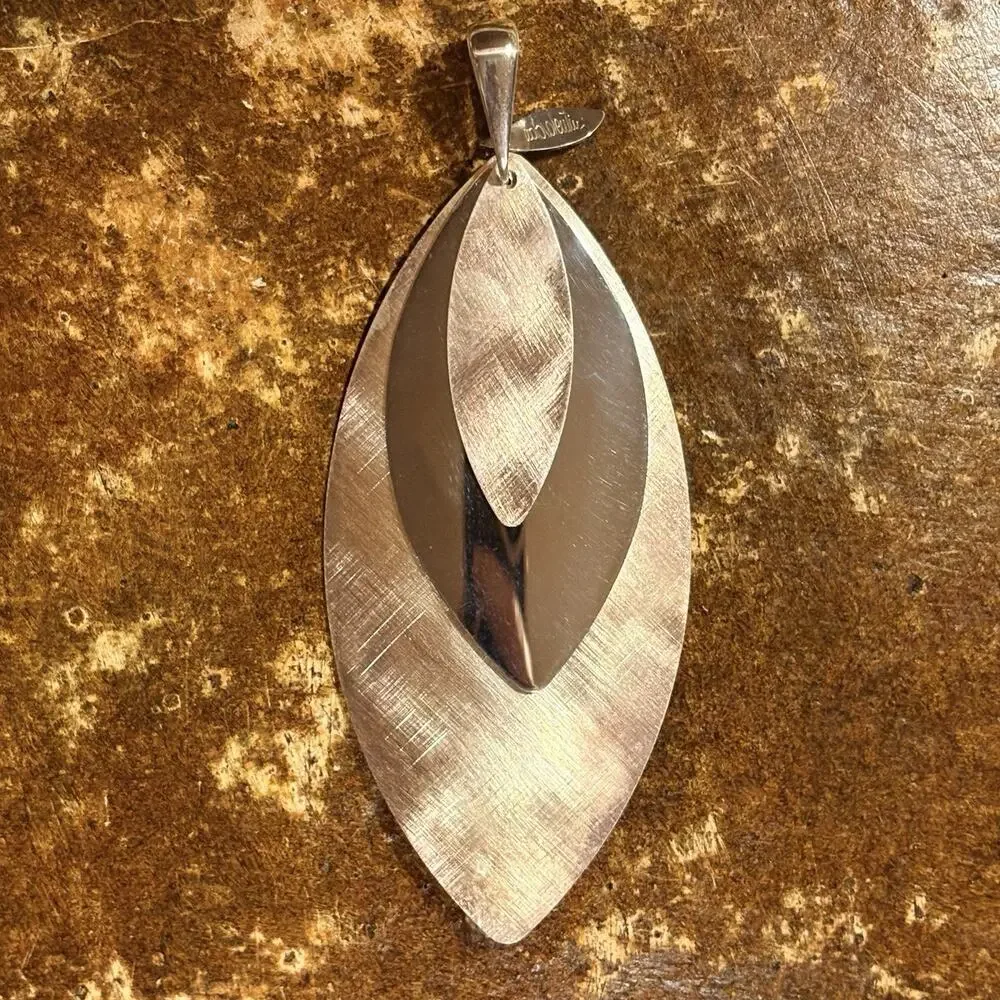 Paola Valentini Pendant/Enhancer Sterling Silver 3Leaf Two Tone Vintage Italy